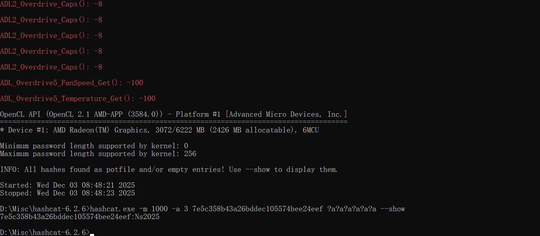 Hashcat 破解 NTLM Hash