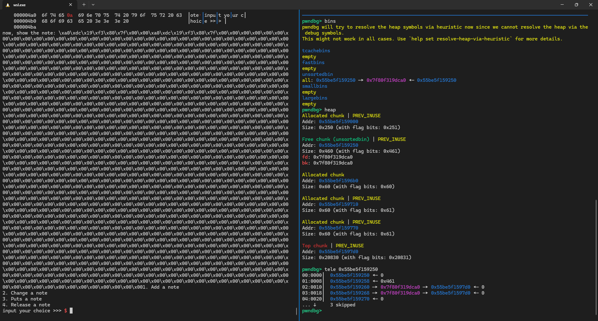 unsorted bin 泄露 libc